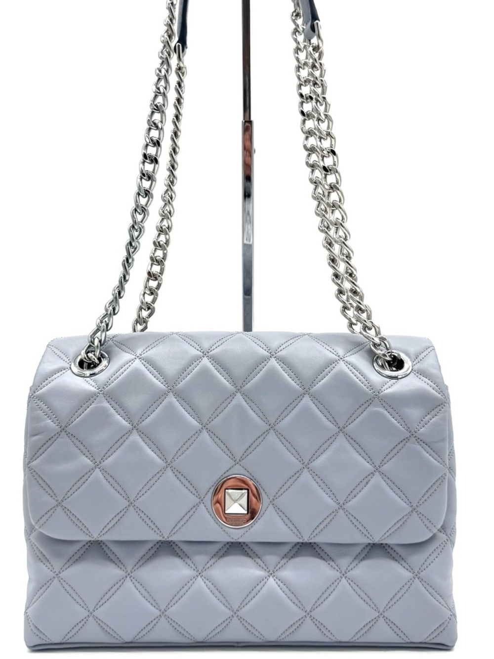 Kate Spade Medium Natalia Quilted Flap Shoulder Bag Brushed Steel